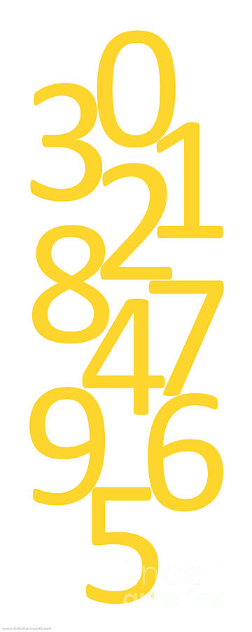 numbers in yellow digital art by jackie farnsworth