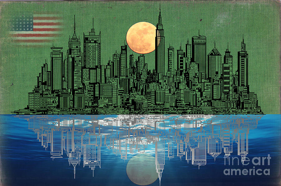 New York City Mixed Media - NYC Skyline #1 by Celestial Images