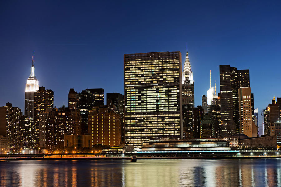 NYC Skyline from Gantry State Park at Night #1 Photograph by David Giral