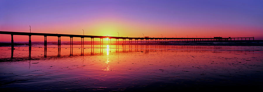 Ocean Beach Pier At Sunset, San Diego #1 Photograph by Panoramic Images