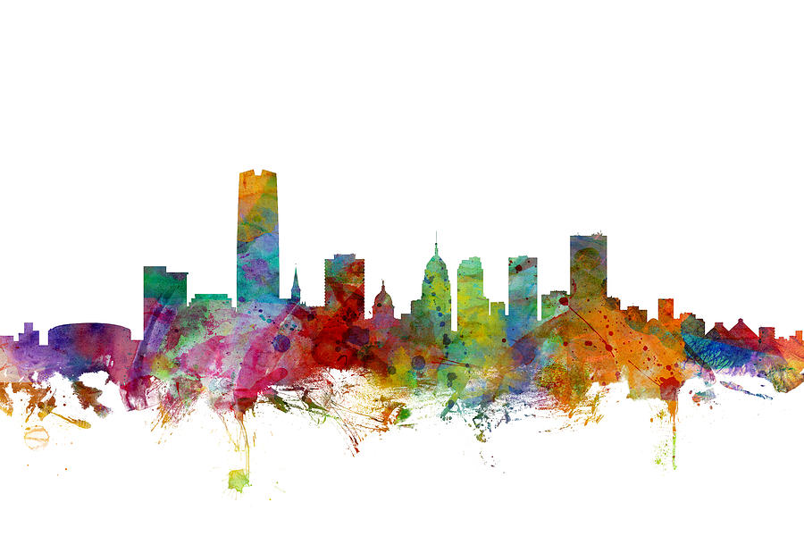 Oklahoma City Digital Art - Oklahoma City Skyline #1 by Michael Tompsett