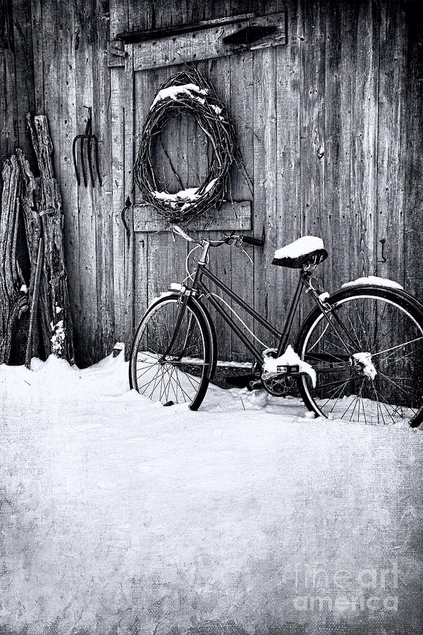 Old bicycle leaning against barn #1 Photograph by Sandra Cunningham