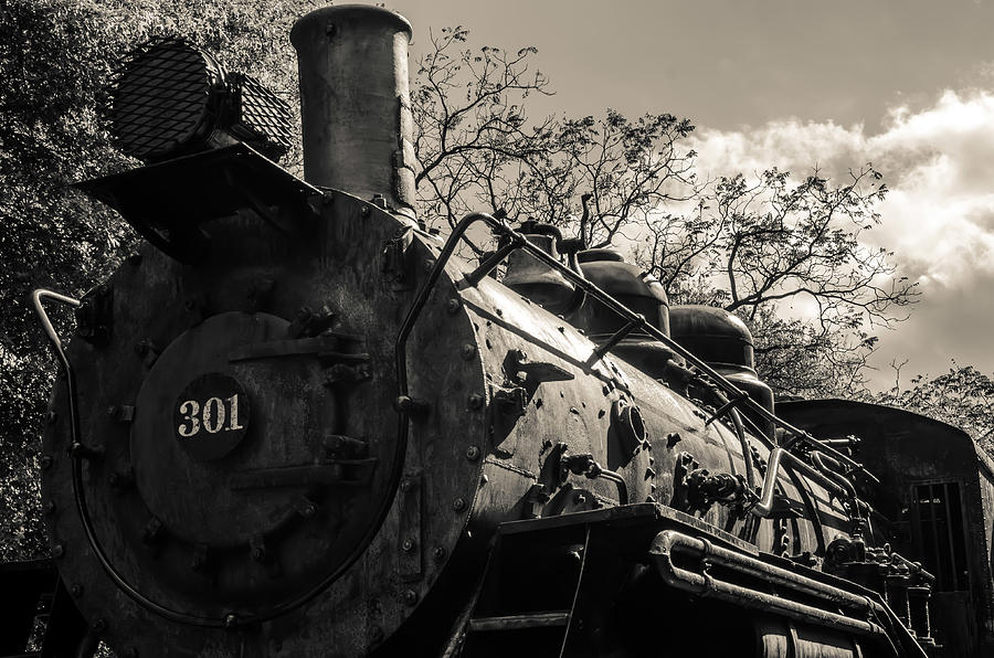 Transportation Photograph - Old Black Locomotive Engine Details #1 by Alex Grichenko