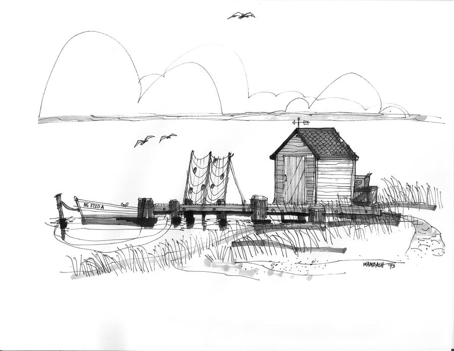 Old Fishermans Wharf #1 Drawing by Richard Wambach