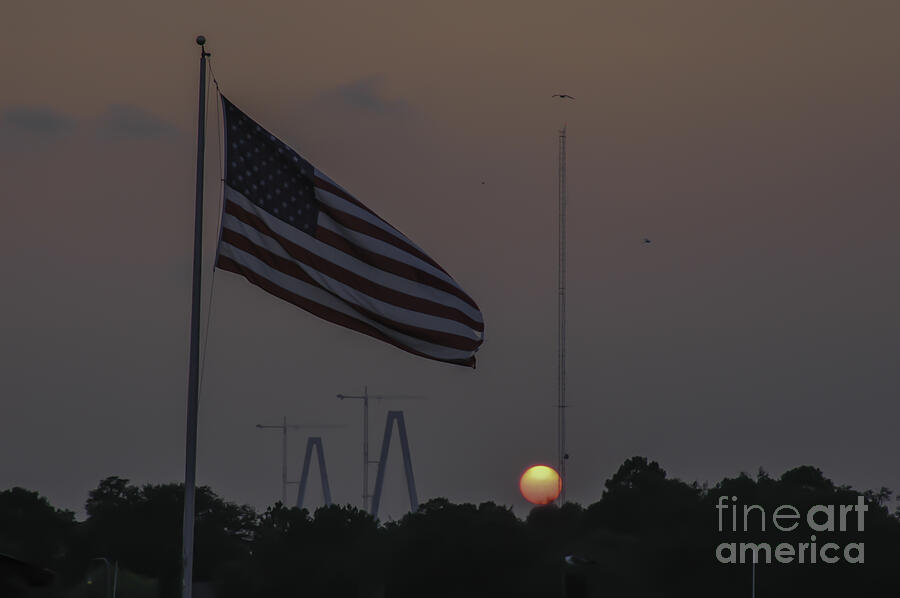 Old Glory Sunset Photograph by Dale Powell