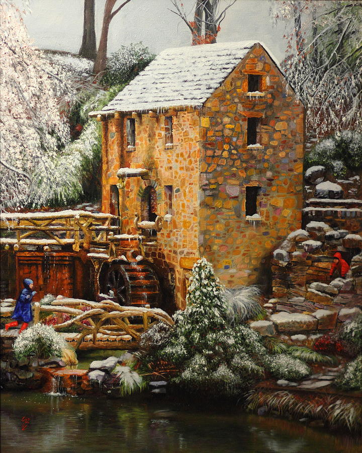 Old Mill in Winter Painting by Glenn Beasley
