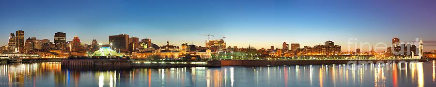 Old Montreal by Night Panorama  #1 Photograph by Laurent Lucuix