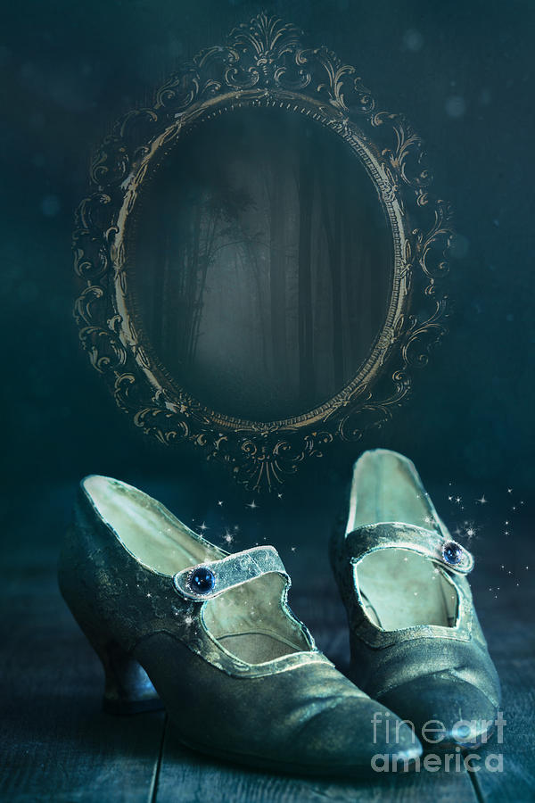 Old pair of shoes with mirror in background #1 Photograph by Sandra Cunningham