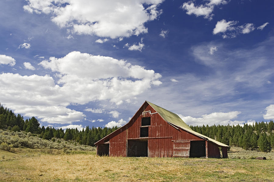 Old Red Barn In Landscape Oregon #1 Photograph by Konrad Wothe