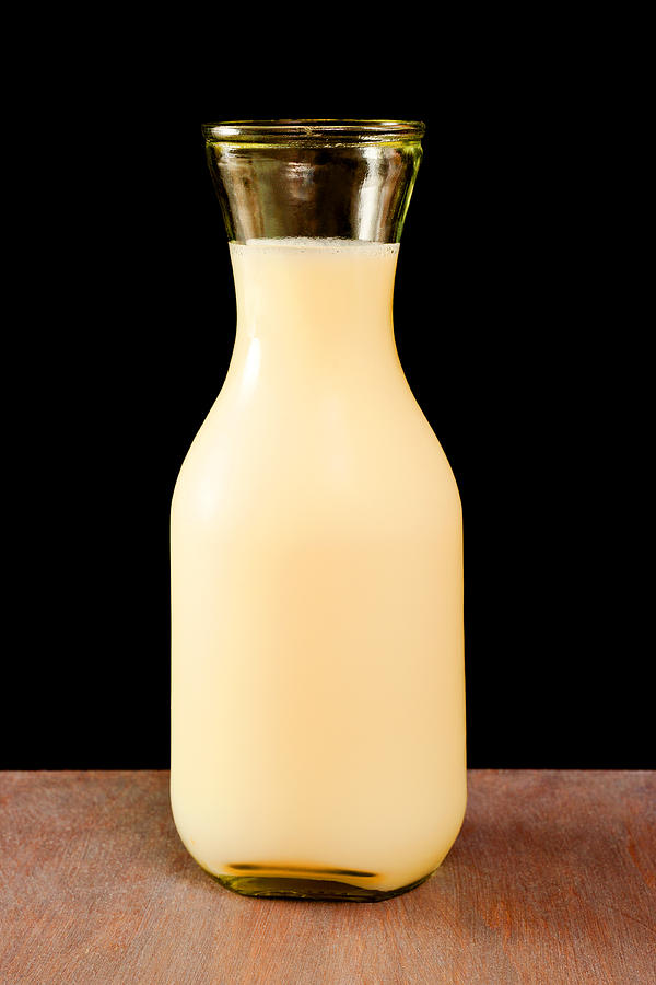 Bottle Photograph - Old Style Glass Bottle of Milk #1 by Donald  Erickson