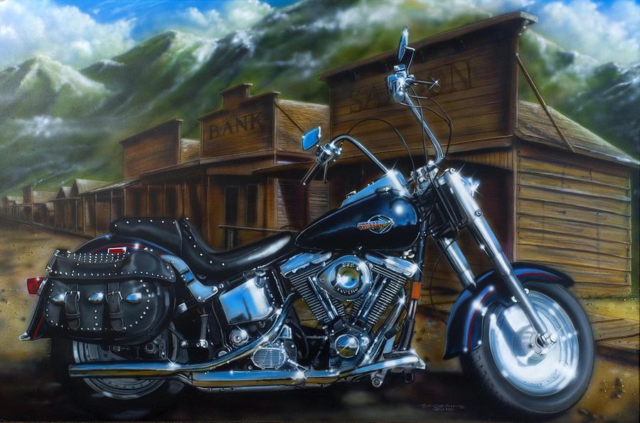 Harley Davidson Painting - Old West Fat Boy by Timothy Scoggins