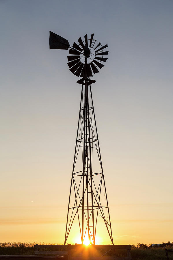 Sunset Photograph - Old Windmill At Sunset Near New #1 by Chuck Haney