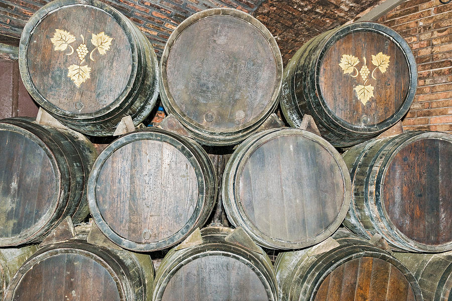 Old wine barrels in Codorniu winery in Spain #1 Photograph by Marek Poplawski