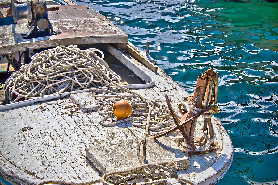 Old wooden fishing boat detail #1 Photograph by Brch Photography