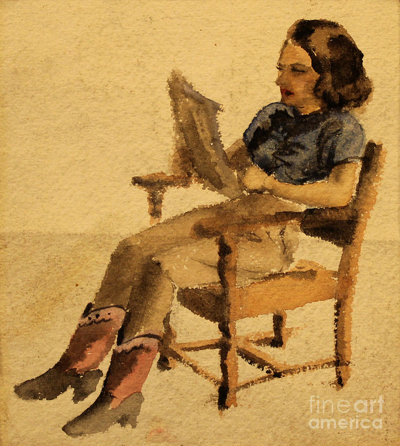 Olive Reading  1939 #2 Painting by Art By Tolpo Collection