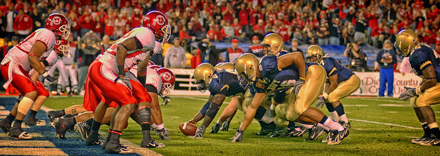 Notre Dame Photograph - On the Goal Line - Notre Dame vs Utah by Mountain Dreams