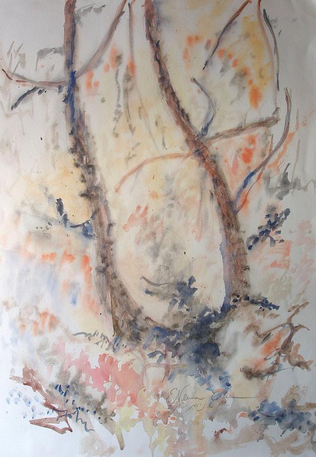One Tree Two Stems #1 Painting by Esther Newman-Cohen