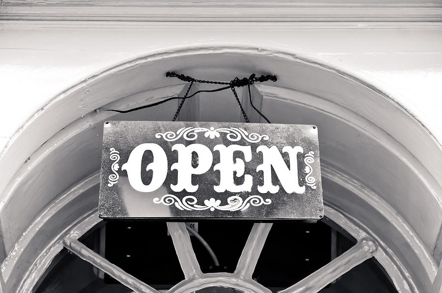 Vintage Photograph - Open sign #1 by Tom Gowanlock