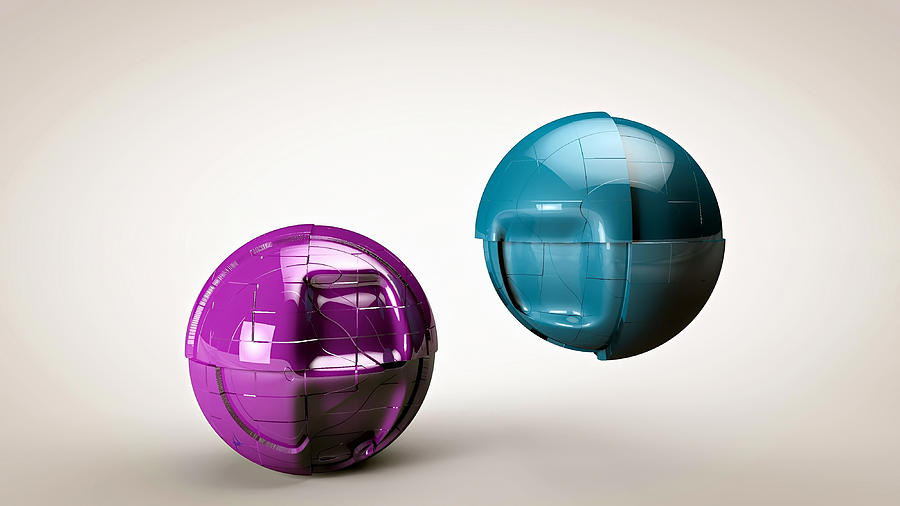Spheres Digital Art - Opposites Attract #1 by Adam Vance