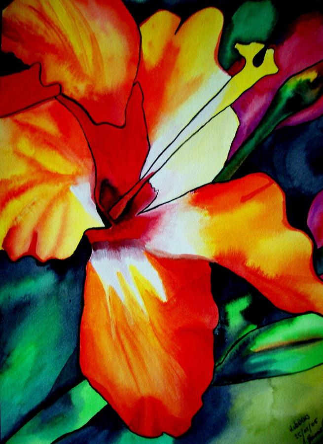 Hibiscus Painting - Orange Hibiscus by Sacha Grossel Hibiscus Painting - Orange Hibiscus by Sacha Grossel