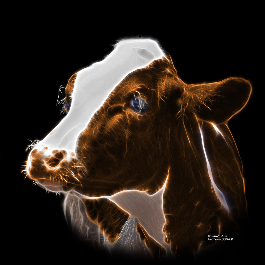 Orange Holstein Cow - 0034 F #1 Digital Art by James Ahn