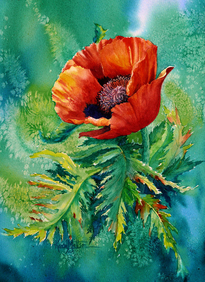 Orange Oriental Poppy #2 Painting by Karen Mattson