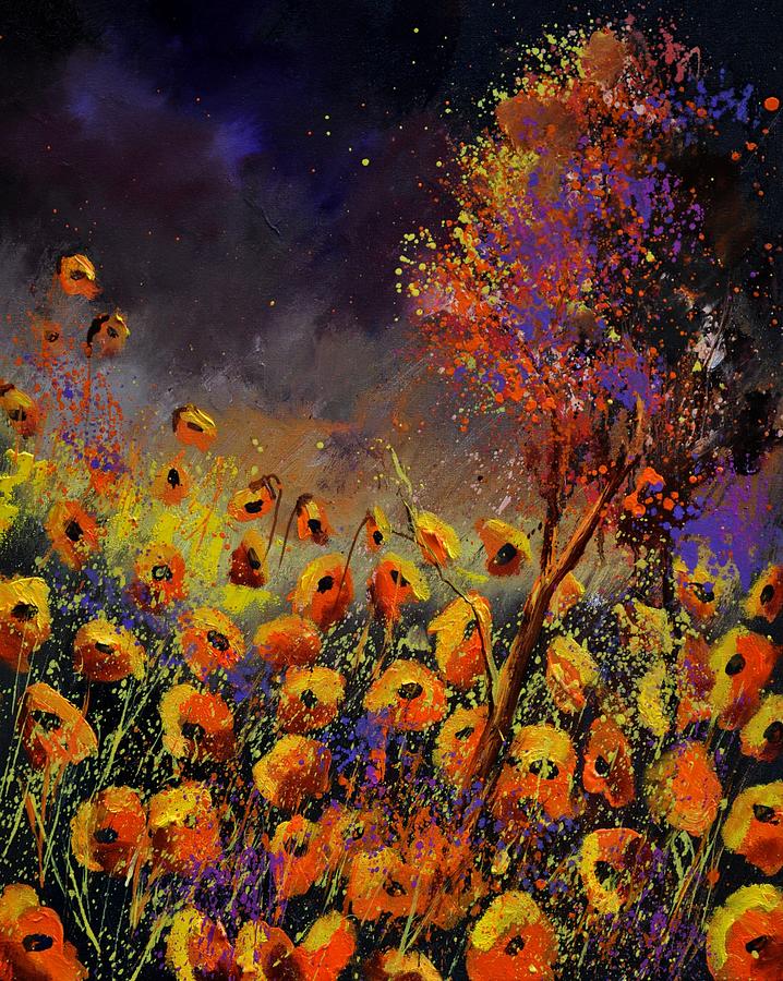 Orange Poppies #2 Painting by Pol Ledent