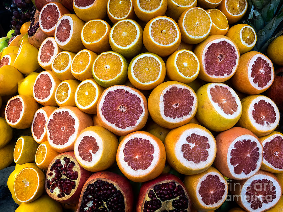 Oranges Cut In Half For Food Background Photograph
