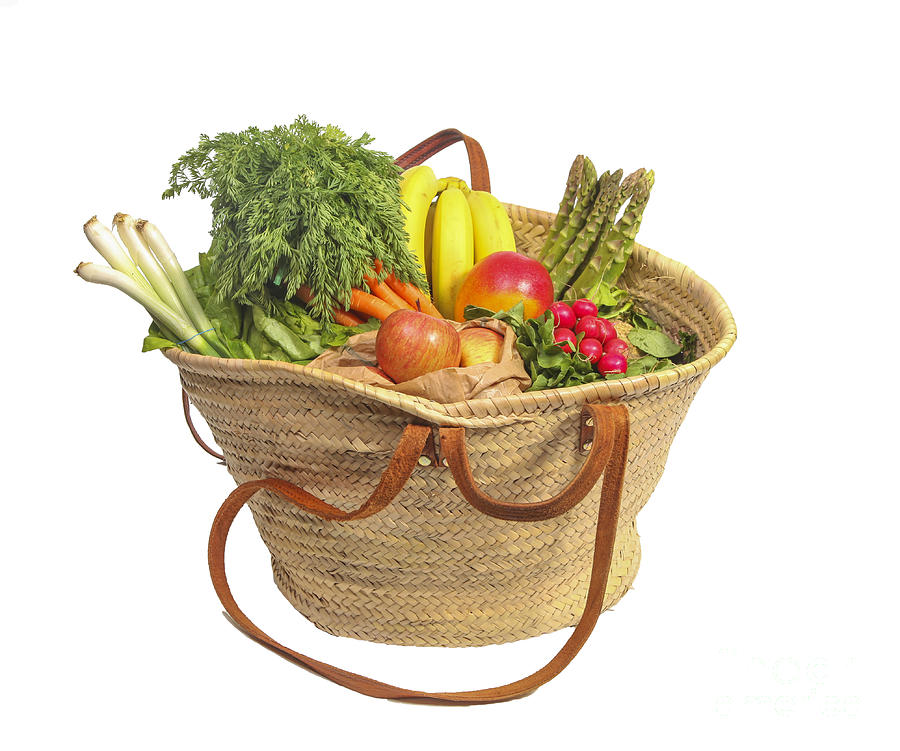 Organic fruit and vegetables in shopping bag Photograph by Patricia Hofmeester