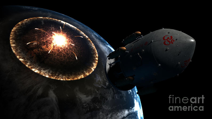 Orion-drive Spacecraft Leaving Earth #1 Digital Art by Rhys Taylor