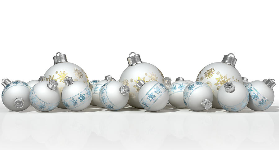 Christmas Digital Art - Ornate Matte White Christmas Baubles #1 by Allan Swart