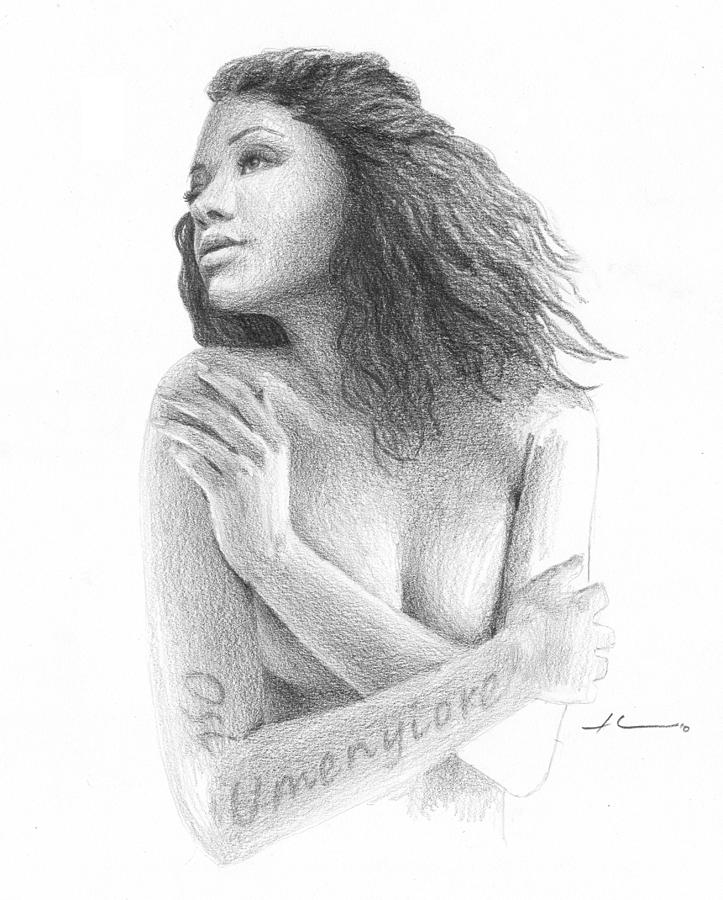 Osi Umenyiora Girlfriend Pencil Portrait Drawing by Mike Theuer Osi Umenyiora Girlfriend Pencil Portrait Drawing by Mike Theuer