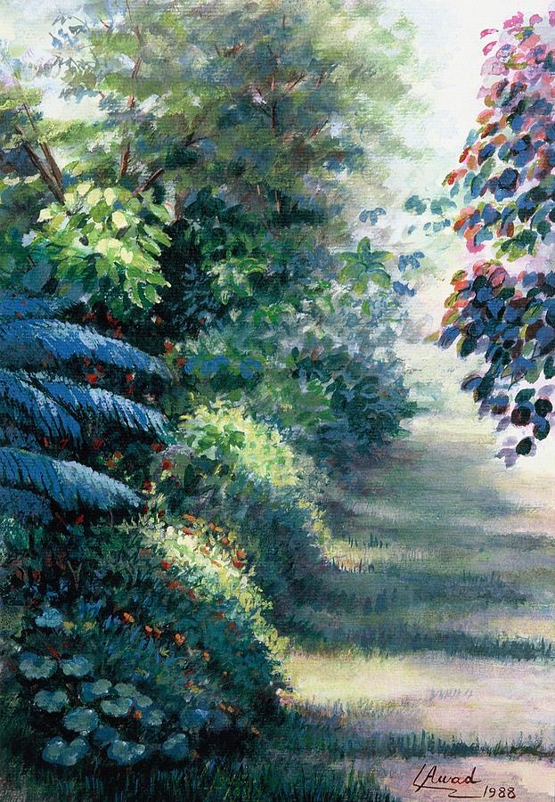 The Path in my garden Painting by Laila Awad Jamaleldin