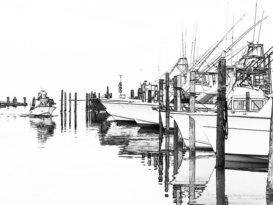 Outer Banks Fishing Boats Sketch #2 #1 Photograph by Dan Carmichael