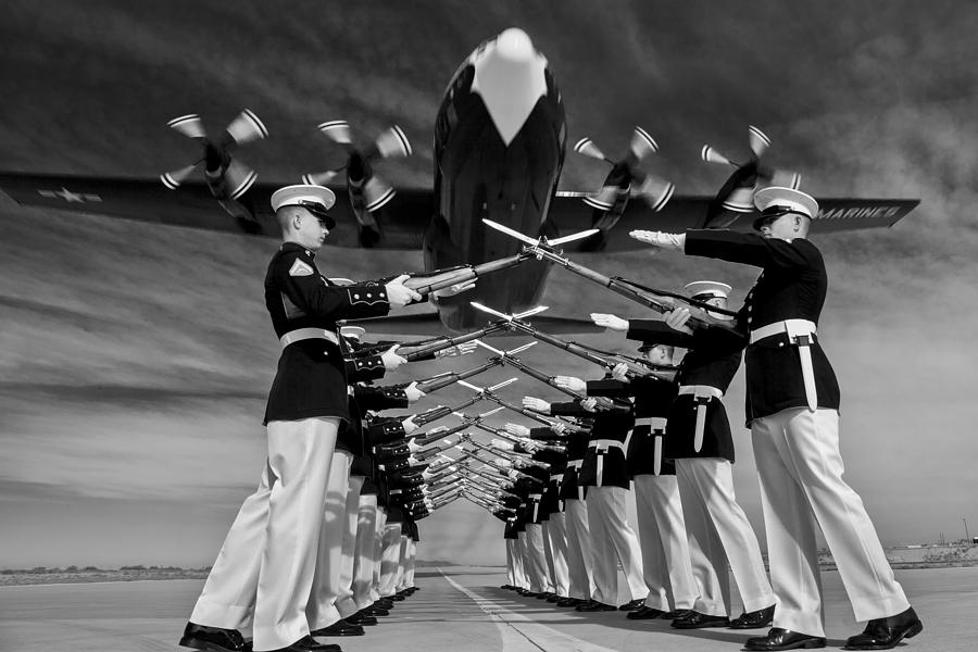 Transportation Photograph - Over the Marine Corps Silent Drill Platoon #1 by Mountain Dreams