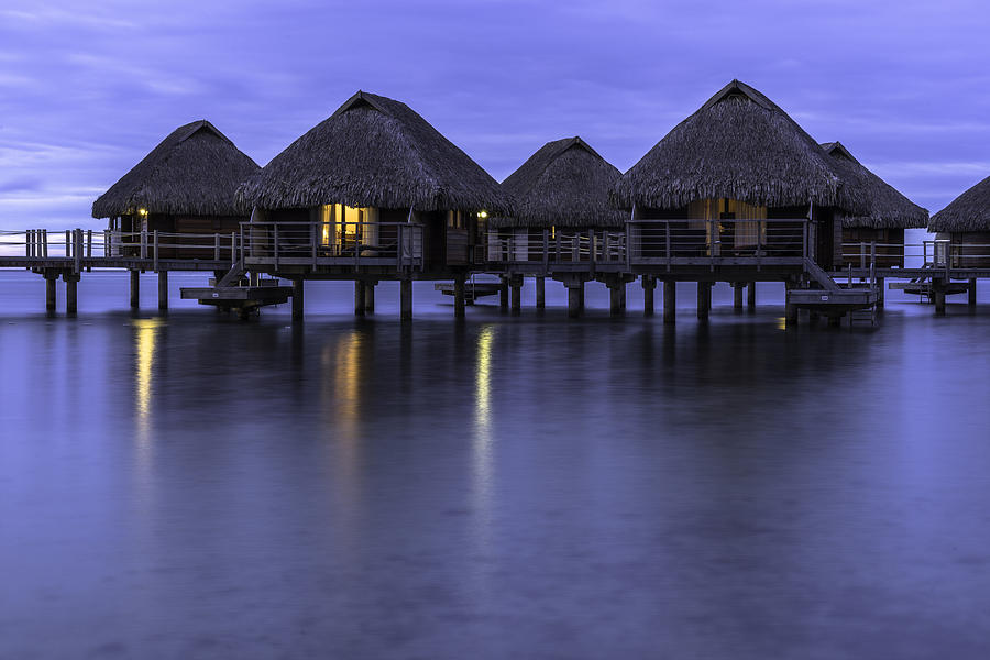 Beach Photograph - Overwater Bungalows in Tahiti #3 by Mel Ashar