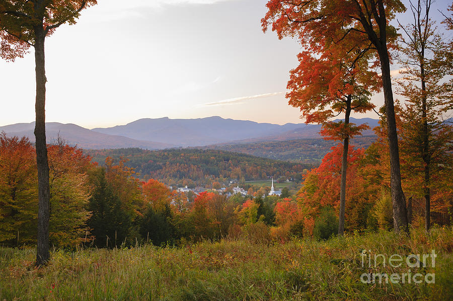 Overlooking Stowe Community Church In The Autumn. Photograph
