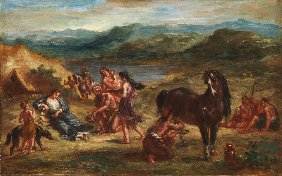 Ovid among the Scythians #7 Painting by Eugene Delacroix