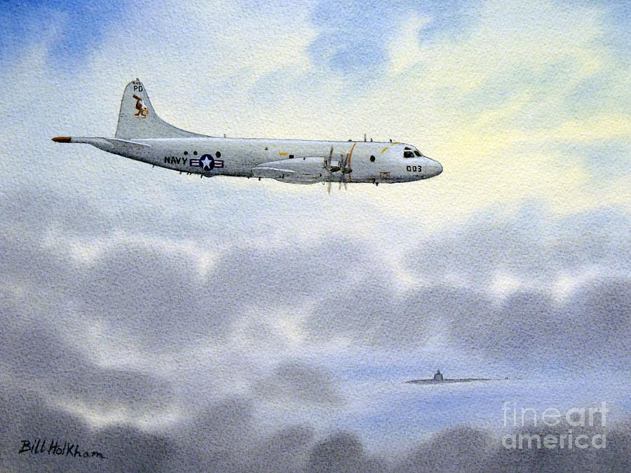 P-3 Orion Painting by Bill Holkham