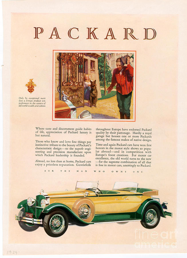 Adverts Drawing - Packard 1928 1920s Usa Cc Cars #1 by The Advertising Archives