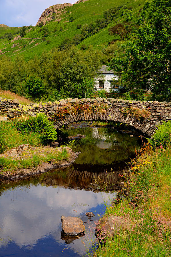 Packhorse bridge Watendlath Tarn Lake District Cumbria England between ...