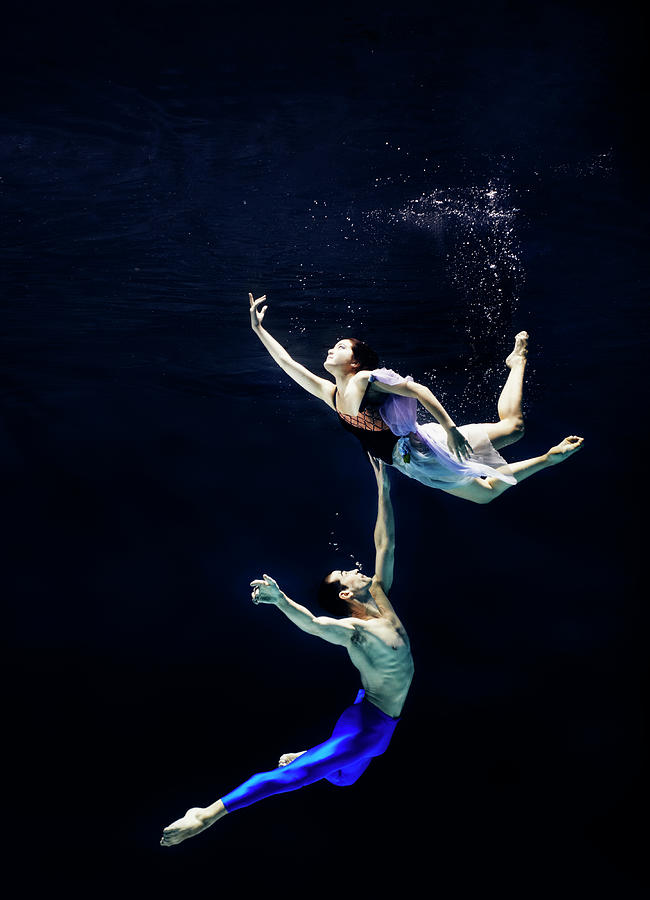 Pair Of Ballet Dancers Underwater #1 Photograph by Henrik Sorensen