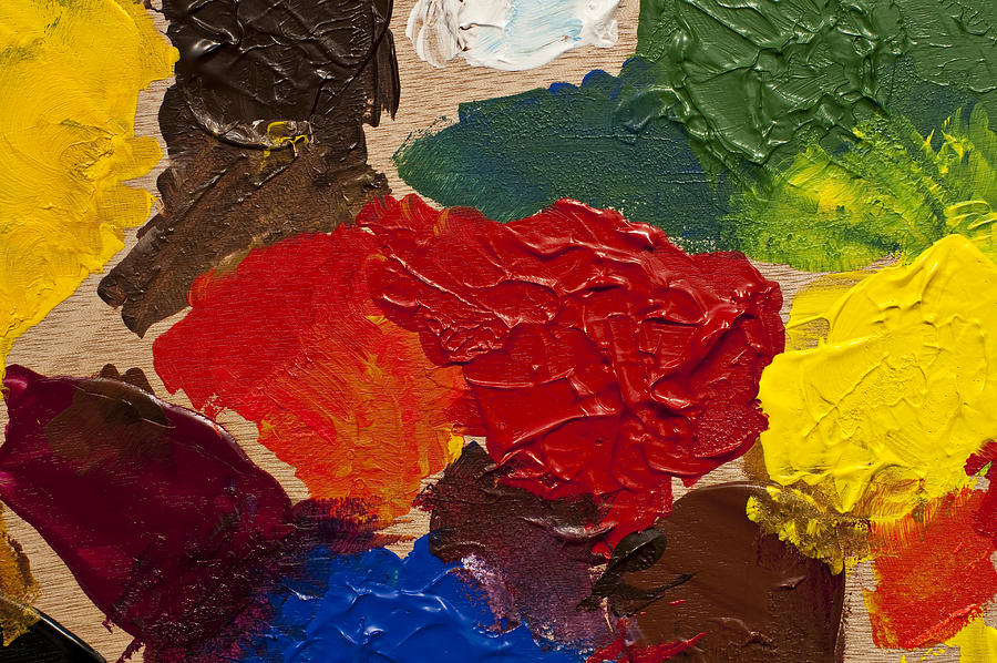 Palette with paint being mixed #1 Photograph by Jim Corwin