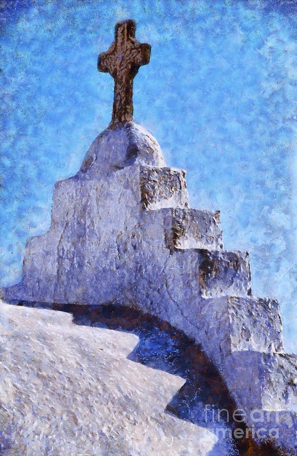 Panagia Paraportiani church in Mykonos island #4 Painting by George Atsametakis