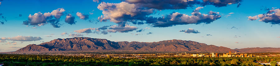 Panorama of Albuquerque Skyline and Sandia Peak #1 Photograph by Ferrantraite