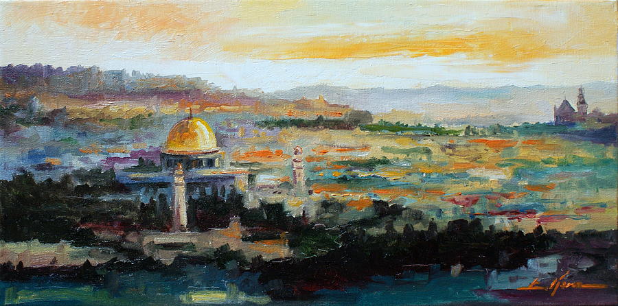 Panorama of Jerusalem #1 Painting by Luke Karcz