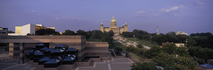 Des Moines Photograph - Panoramic View Of Iowa State Capitol #1 by Panoramic Images