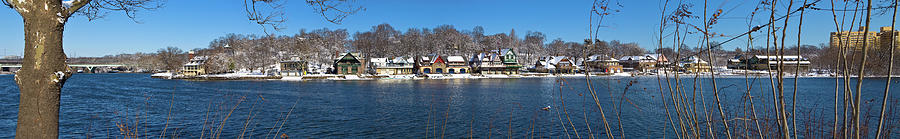 Panoramic Winter Snow Scene Boathouse #1 Photograph by Panoramic Images