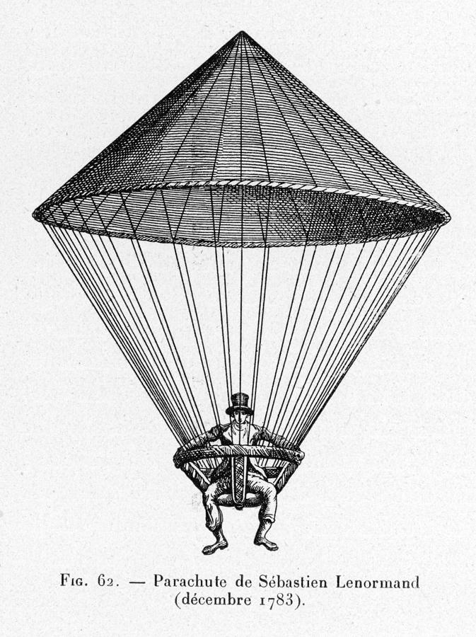 Parachute Successfully Demonstrated Drawing by Mary Evans Picture