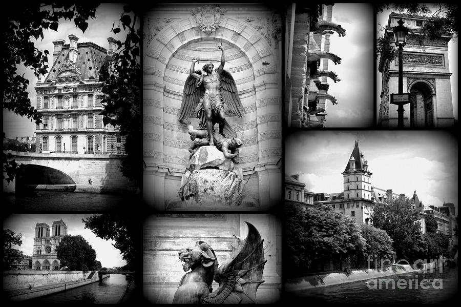 Paris Collage - Black and White #2 Photograph by Carol Groenen